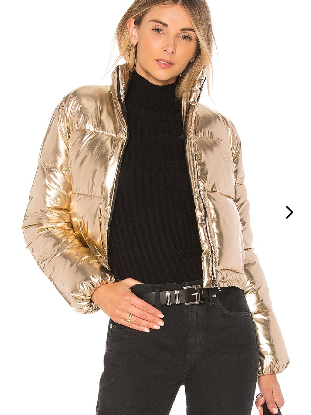 LOVERS + FRIENDS Ripley Puffer in Metallic Gold - XXS